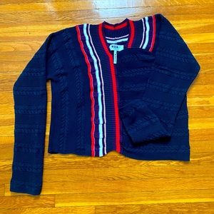 MSGM Knit Navy Blue Cable Knot Cotton Sweater Size S